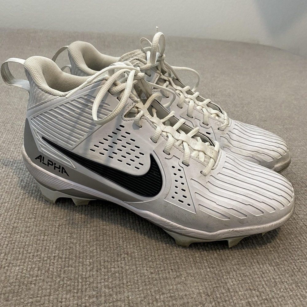 Nike Alpha Shoes Mens 12.5 White Silver Football Cleats I15139-100 Athletic
